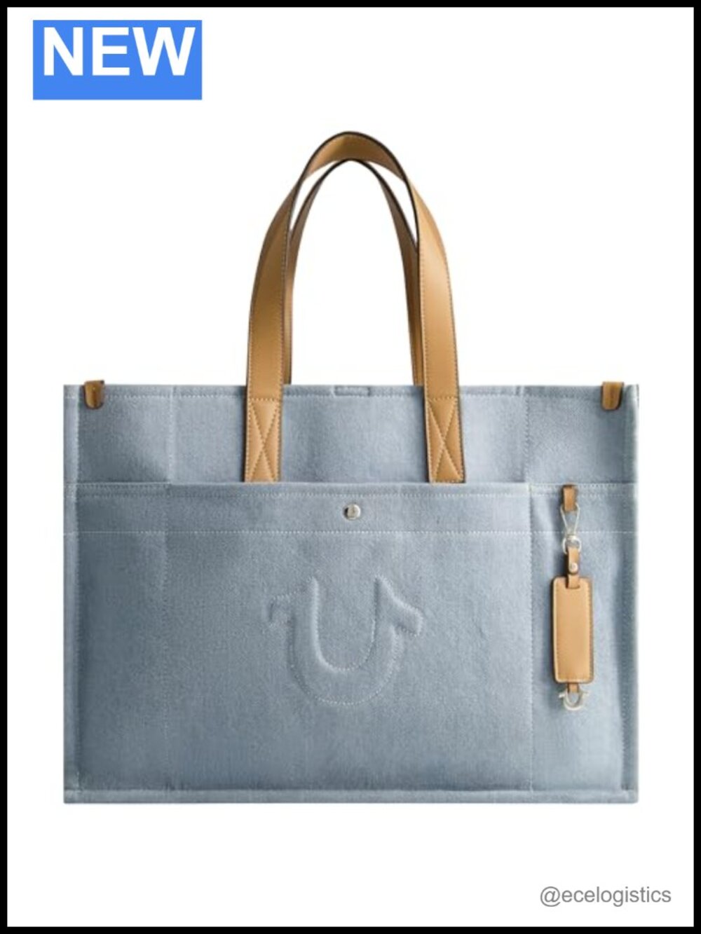 True Religion Tote Bag, Stitched Horseshoe Canvas Travel Carryall, Lightweight